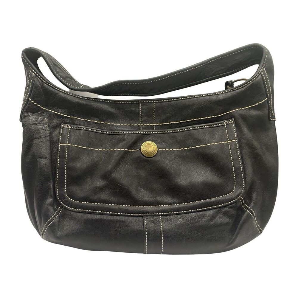 Vintage Coach Ergo Hobo 11283 Black Leather Shoulder Bag Y2K Brass Purse USA